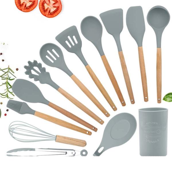 Buy 13pcs Silicone Kitchen Utensil With Wooden Handle at wholesale prices