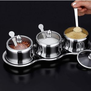 Seasoning Condiment Stainless Steel Spice Jars Canisters Set