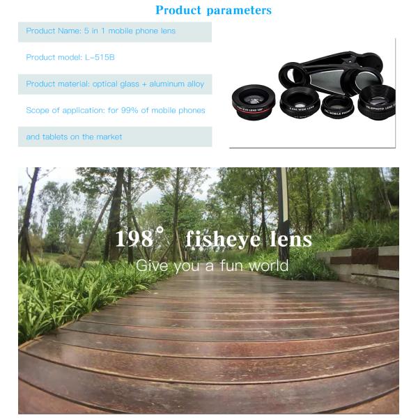 Aluminum Alloy Anamorphic Camera Lens , 5 In 1 Anamorphic Cine Lens Wide Angle Kit With Clip