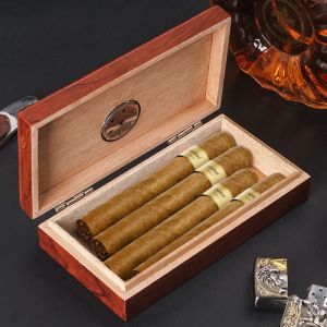 Rectangular Humidity Control Varnish Cigar Packaging Rigid Boxes With Customizat