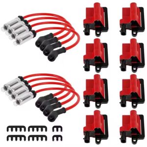 8pcs D581 Square Ignition Coils Ultra High with Spark Plug Wires 3859078 for GMC