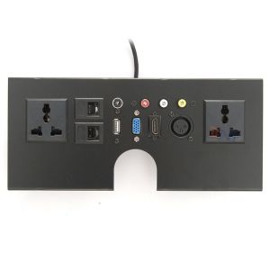 Aluminum alloy flip up brush office desk power socket box