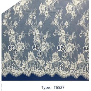 Nylon Mesh Eyelet White Chantilly Eyelash Lace Fabric For Bridal