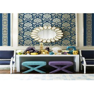 China Damask Non Woven Wallpaper , Embossed Living Room Wallpaper 0.53*10m / Roll on sale
