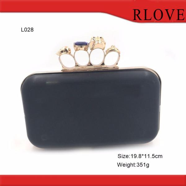 High quality rectangle shape gold diamond decorative lock plastic box metal clutch frame