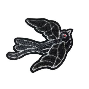Wholesale Red Rhinestone Embroidery Swallow Brush Patch For Jacket