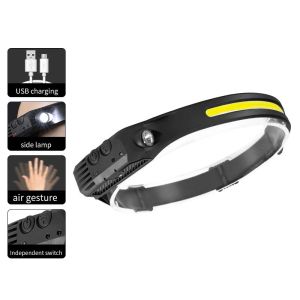 Quality Induction Headlamp COB LED Head Lamp with Built-in Battery Flashlight USB Rechargeable Head Lamp Lighting Modes for sale