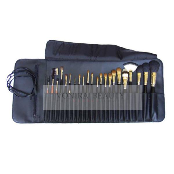 22Pcs Professional Makeup Brush Set Elegant Blue Roll Pouch With Belt Strap