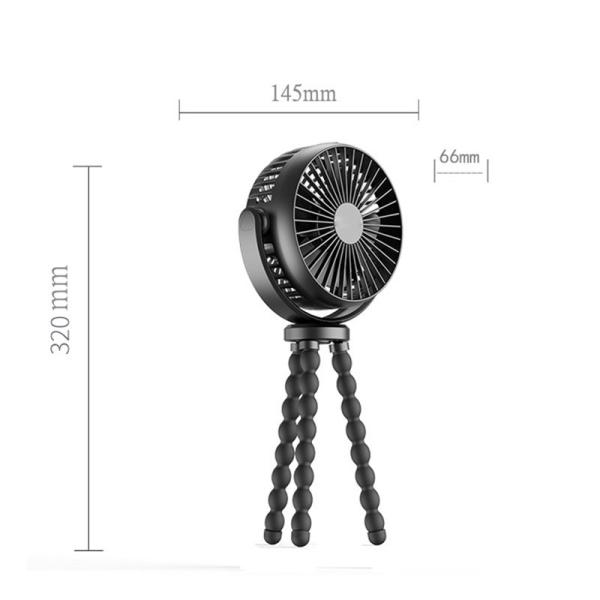 Voltage V 2.1 Plastic Stroller Fan with 5200mAh Battery and Mini Tripod Legs