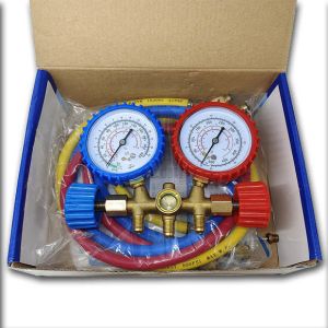 AC Charging Commercial Refrigeration Repair Parts Brass Manifold Gauge ISO