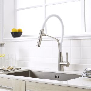 STEEL 304/316 MATERIAL SATIN FINISHED LONG SPOUT FAUCET COLORFUL SPOUT SINK