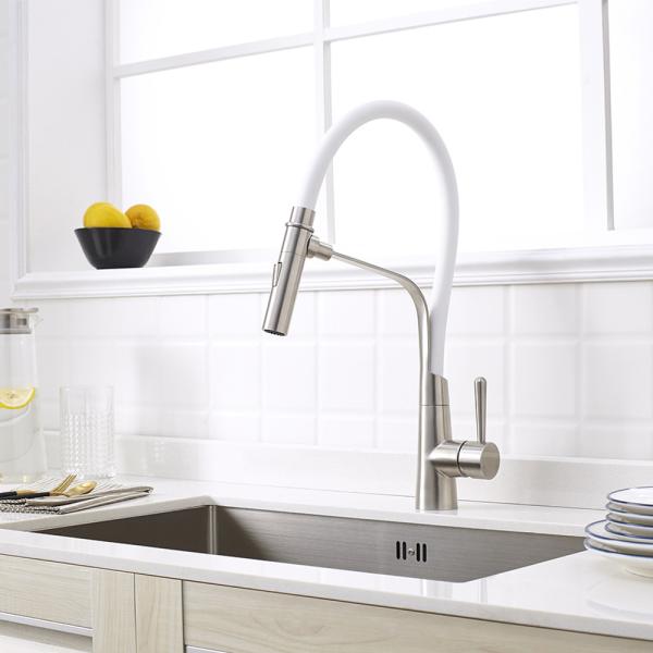 STEEL 304/316 MATERIAL SATIN FINISHED LONG SPOUT FAUCET COLORFUL SPOUT SINK FAUCET,KITCHEN FAUCET FLEXIBLE