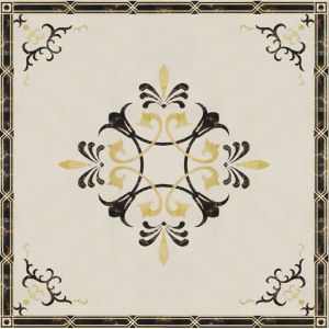 Parquet, natural stone parquet, engineered stone water jet medallion