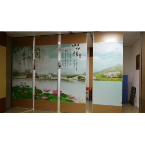 Conference Room Sliding Wall Partition Melamine Surface Ceiling Track Roller