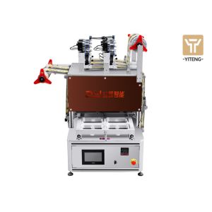 4 Trays Tabletop Stainless Steel MAP Tray Sealer Machine Gas Flush Packaging