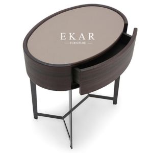 Modern Style bedroom furniture set MDF wooden nightside simple design round