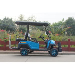 2 Front seats & 2 Rear Seat Lifted Hunting Off-Road Blue Electric Golf Cart for Golf Course