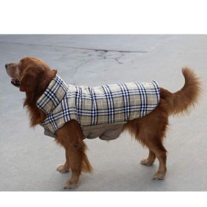 Waterproof Windproof Reversible British Style Plaid Dog Vest Winter Coat
