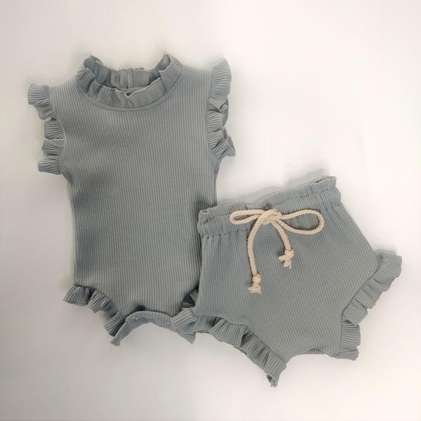 Stock and Custom Wholesale 100% Cotton Baby Clothing Set Summer Baby 3pcs Set Baby Summer 2pc Clothes