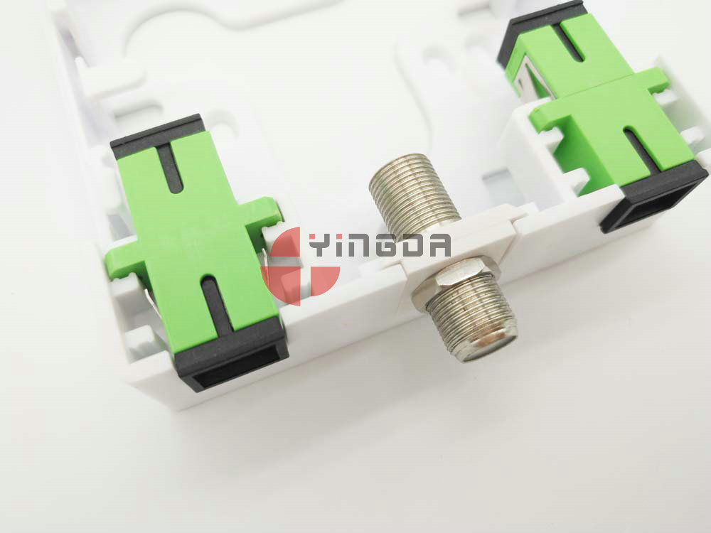 2 Port Socket Panel for SC Fiber Adapter Fiber Optic Terminal Box White ABS FTTH Wall Mount