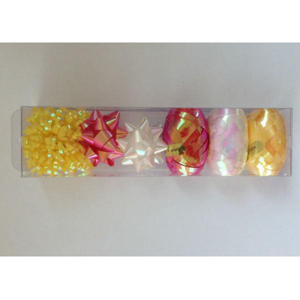 Buy Gold , silver , red Gift Wrap Ribbon Set , PET and Iridescent egg and fancy star bow at wholesale prices