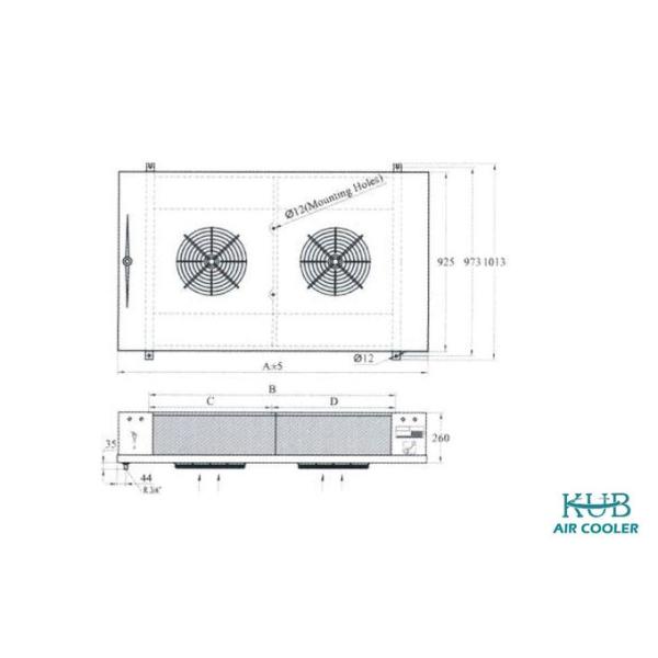 8HP Cold Storage Cool Room Evaporators Ceiling Mounting Air Cooled White Color Ginning Aluminum Sheet