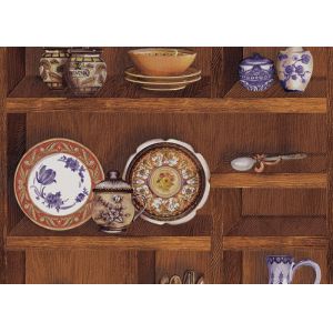 Chinese Classical embossed vinyl wallpaper With SGS Test , Vase Pattern