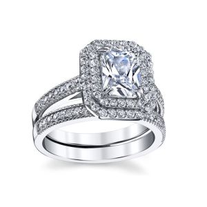 1.2ct Diamond Engagement Wedding Rings 5x7mm Dimension Emerald Cut