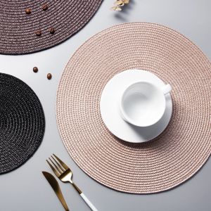 Round Washable PVC Dining Table Place Mats Diameter 38cm or Customized Size