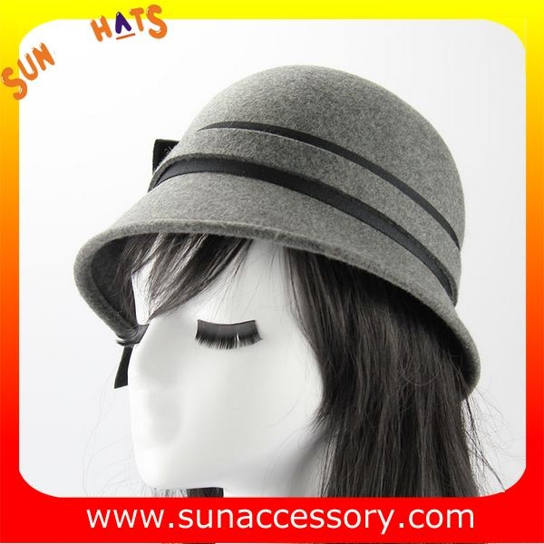 Vintage hot sale cloche hats wholesale for ladies,100% Australia wool felt hats factory