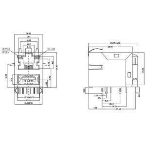 43F-1201DYD2NL / LPJU3101AONL RJ45 USB Connector 10/100 Magnetic