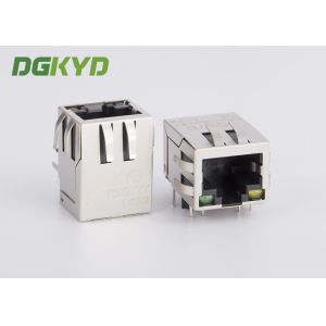 100M Tab Down Shield single port CAT5 RJ45 network JACK with filter, G/Y LEDS