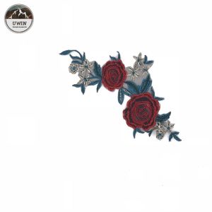 Customized Logo Embroidery Designs Patches / Iron On Flower Appliques Beautiful