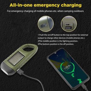 LED Solar Powered Flashlight USB Charging Hand Crank Dynamo Flashlight Survival