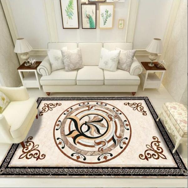 New European Style Household Bedroom Living Room Floor Carpet Rectangle Shape