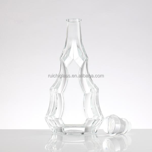 Hot Stamping Thick Bottom Flat Whisky Glass Bottles with Customizable Sealing Type
