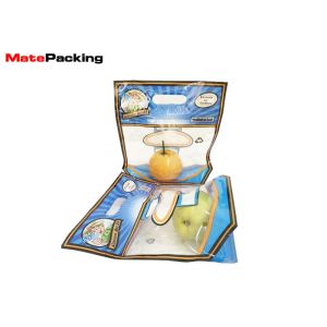 Custom Printing Vegetable Preserving Bags , Clear Handle Fruit Packaging Bags