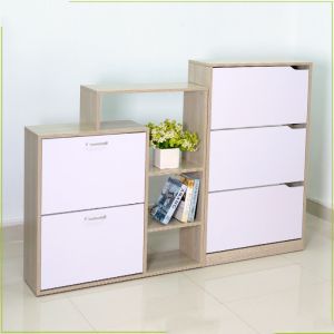 KD package Drawable 93cm Oak Wooden Shoe Rack Cabinet