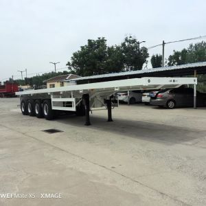 4 Axle Flatbed Container Transport Semi Trailer With Fuwa / BPW Axle And 16 Tire
