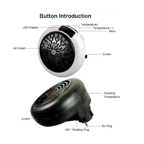 Electric Desktop Portable Air Heater 3S Fast Heating Warm Fan for Winter Home Bathroom