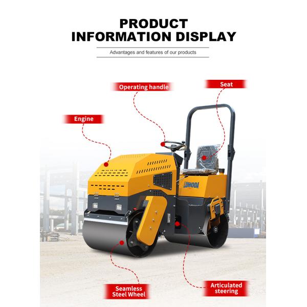 1 Ton 1.5 Ton 3 Ton Mini Vibratory Compactor Asphalt Roller Double Drum Road Roller Diesel Roller