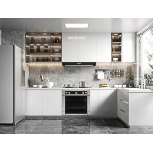 Cupboard Foshan Laminated MDF Modular Pull Down Shaker Smart Kitchen Cabinet