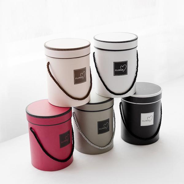 Handled 180mm Height Cardboard Packaging Boxes , Cylinder Gift Boxes With Lids