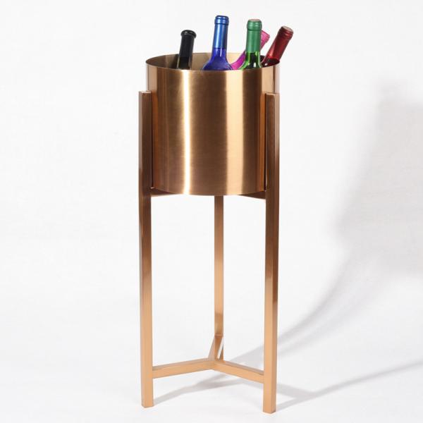 High art cute golden planter stainless steel flower pot with stand