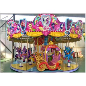 Colorful Theme Park Carousel Mini Fairground Rides 1.2 M/S Speed 380V Voltage