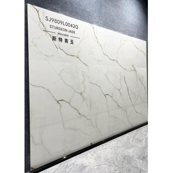 900x1800x9mm Polished Glazed Porcelain Tile Light Yellow Indoor Floor Wall