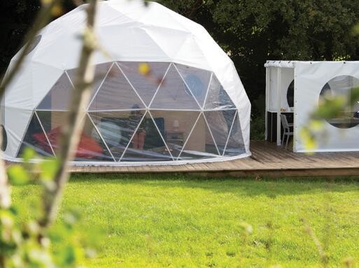 5M Luxury Geodesic Dome Tent With Steel Pipes And Transparent Cover Dome Party Tents