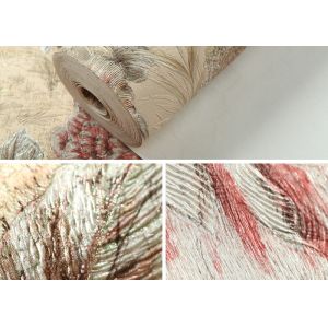 0.53*10M Contemporary Bedroom Wallpaper With Light Yellow Floral Pattern , Heat