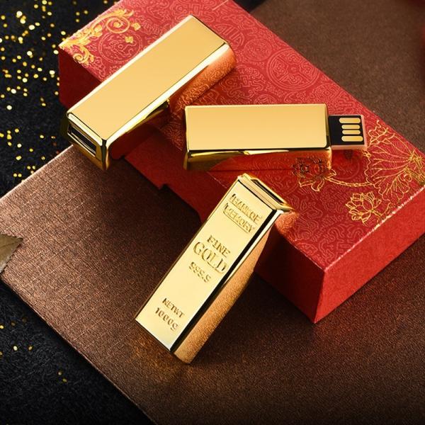128GB Gold Bar Metal USB Flash Drive 2.0 8MB/S Full Memory OEM ODM