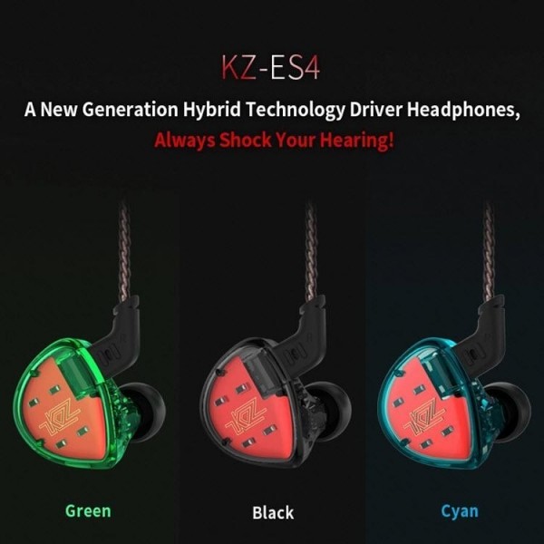 Earbuds KZ ES4 Extra Bass High Fidelity Earbuds with Microphone Balanced